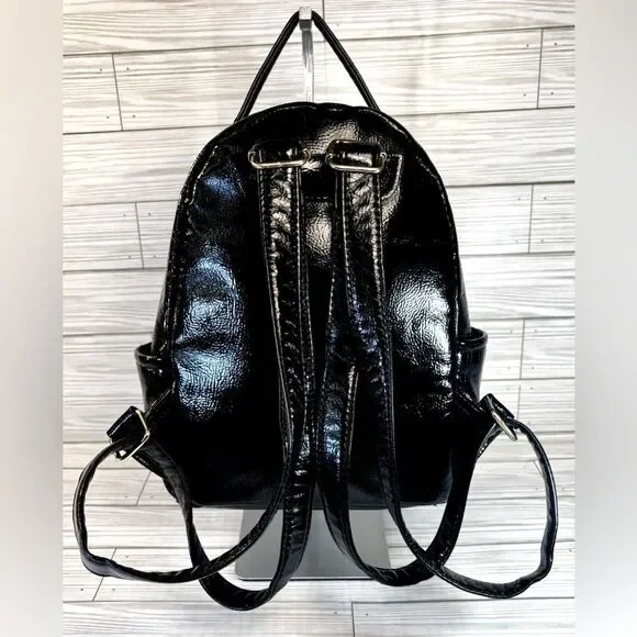 065- Juicy Couture Black Patten Leather Small Backpack - Picture 2 of 11